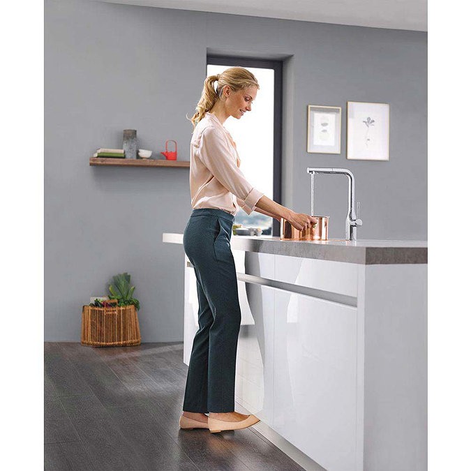 Grohe Essence Footcontrol Electronic Kitchen Sink Mixer with Pull Out Spray - Chrome - 30311000 Profile Large Image