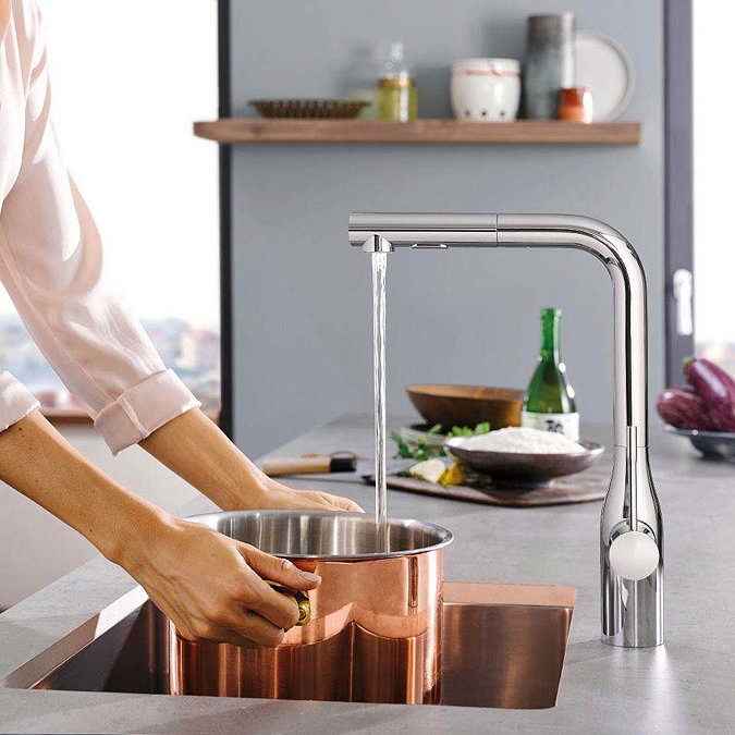 Grohe Essence Footcontrol Electronic Kitchen Sink Mixer with Pull Out Spray - Chrome - 30311000 Feature Large Image