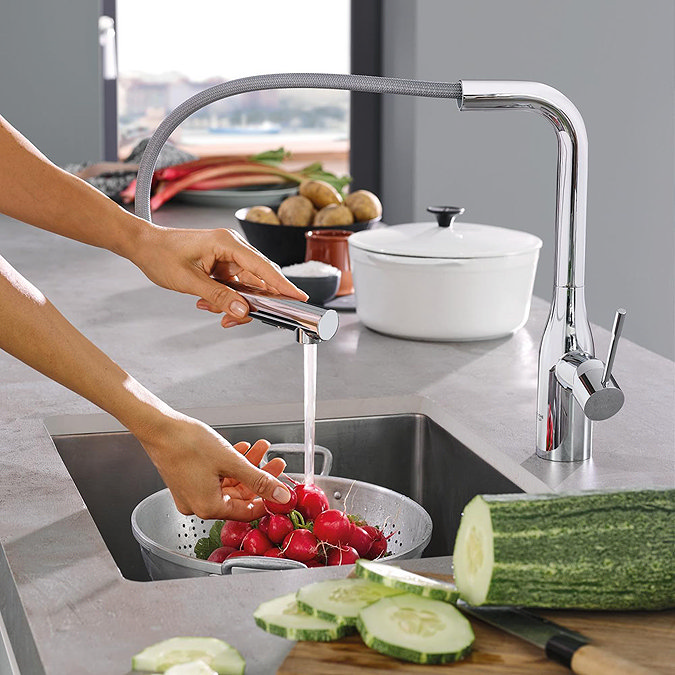 Grohe Essence Kitchen Sink Mixer with Pull Out Spray - Chrome - 30270000  Newest Large Image