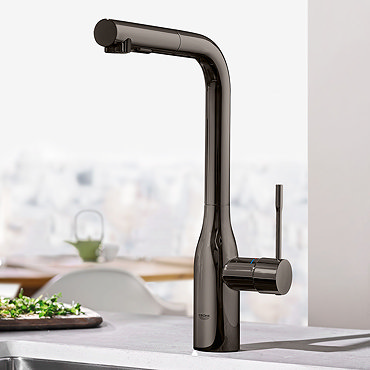 Grohe Essence Kitchen Sink Mixer with Pull Out Spray - Hard Graphite - 30270A00  Profile Large Image