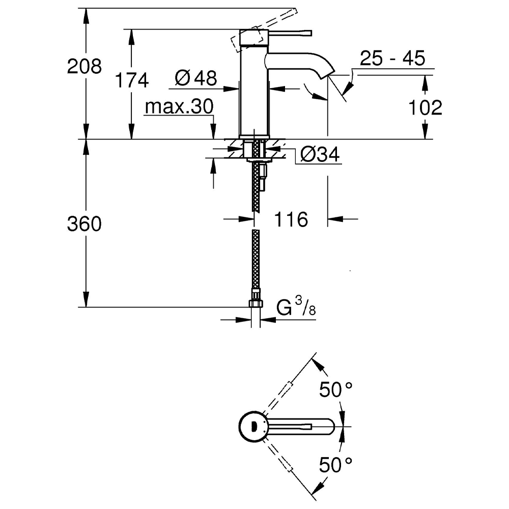 Grohe Essence Mono Basin Mixer Tap - Brushed Anthracite