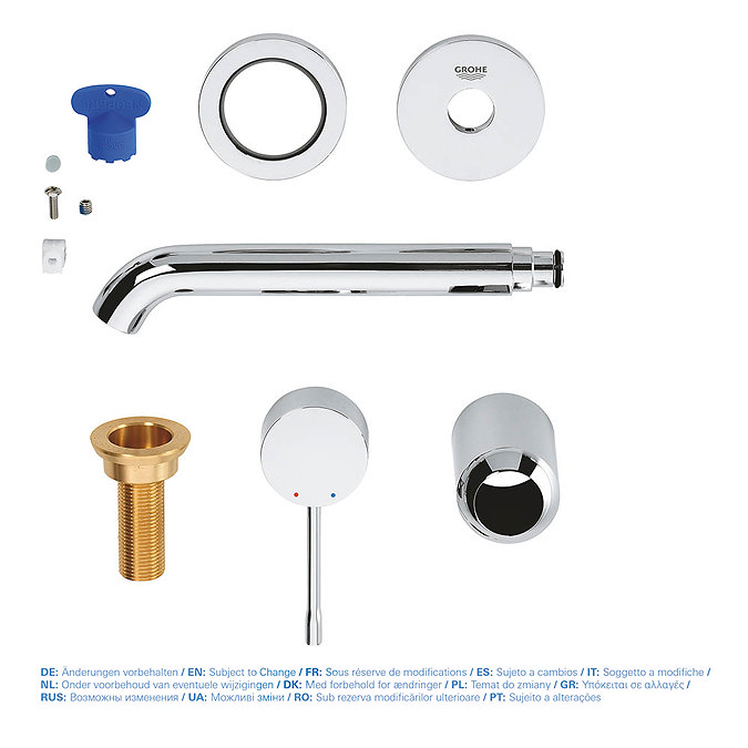 Grohe Essence Wall Mounted 2 Hole Basin Mixer M-Size - Chrome - 19408001  In Bathroom Large Image