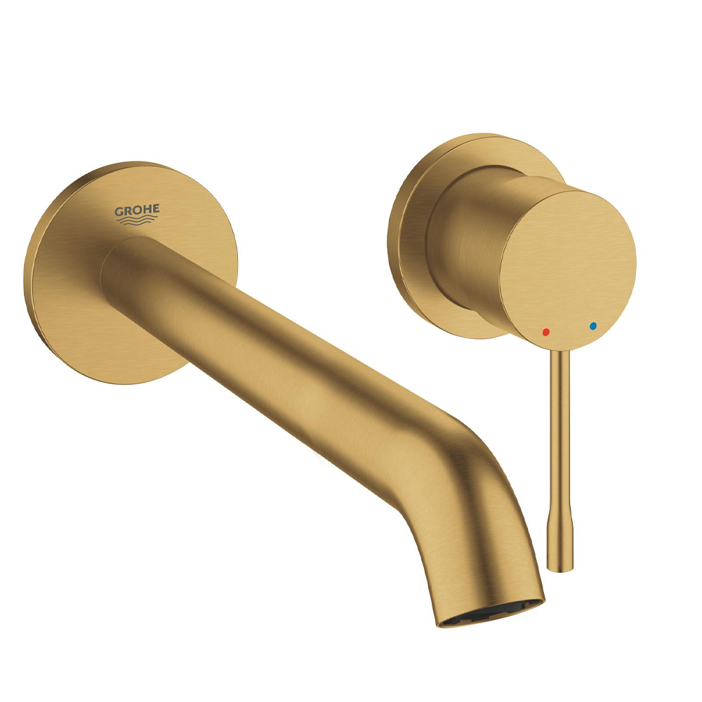 Grohe Essence Wall Mounted Basin Mixer L-Size - Brushed Gold ...