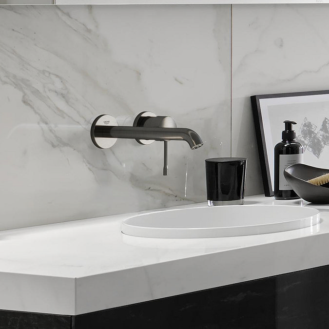 Grohe Essence Wall Mounted Basin Mixer Tap - Brushed Anthracite