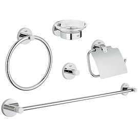 Grohe Essentials 5-in-1 Master Bathroom Accessories Set - Chrome - 40344001 Large Image