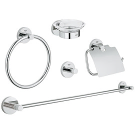 Grohe Essentials 5-in-1 Master Bathroom Accessories Set - Chrome - 40344001 Large Image