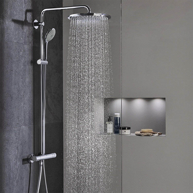 Grohe Euphoria 310 Thermostatic Shower System - Chrome - 26075000  In Bathroom Large Image