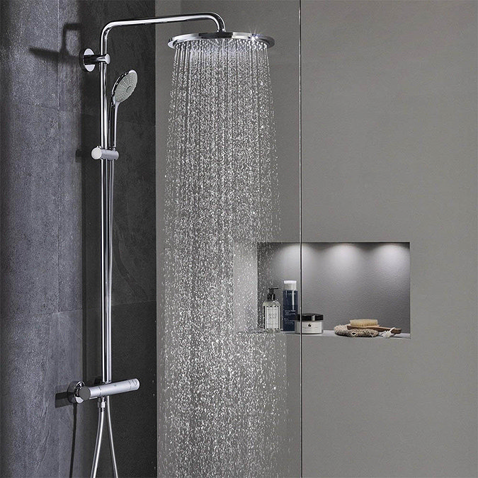 Grohe Euphoria 310 Thermostatic Shower System - Chrome - 26075000 In Bathroom Large Image