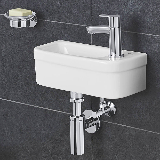 Grohe Euro 370mm 1TH Compact Right Hand Wall Hung Basin - 39327000  Profile Large Image