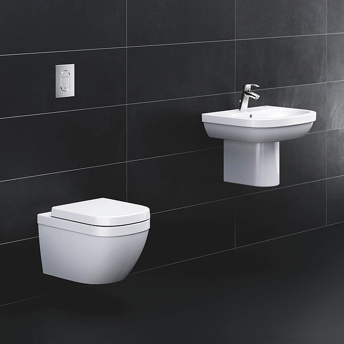 Grohe Euro Ceramic 600mm 1TH Basin + Half Pedestal  Feature Large Image