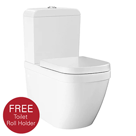 Grohe Euro Rimless Close Coupled Toilet with Soft Close Seat (Bottom Inlet) + FREE QUICKFIX TOILET ROLL HOLDER