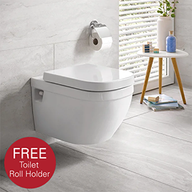 Grohe Euro Rimless Wall Hung Toilet with Standard Seat + FREE QUICKFIX TOILET ROLL HOLDER