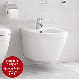 Grohe Euro Wall Hung Bidet Package (Tap + Waste Included) Medium Image