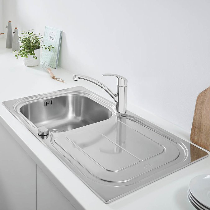 Grohe Eurosmart Stainless Steel Kitchen Sink & Tap Bundle - 31565SD0 In Bathroom Large Image