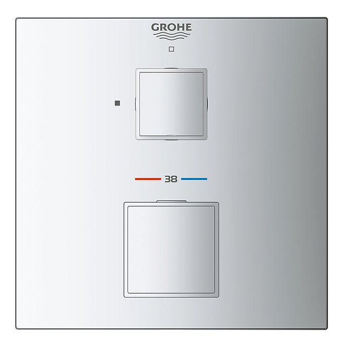 Grohe Grohtherm Cube 1-Outlet Thermostatic Shower Mixer Trim with Shut-off Valve - 24153000 Large Im