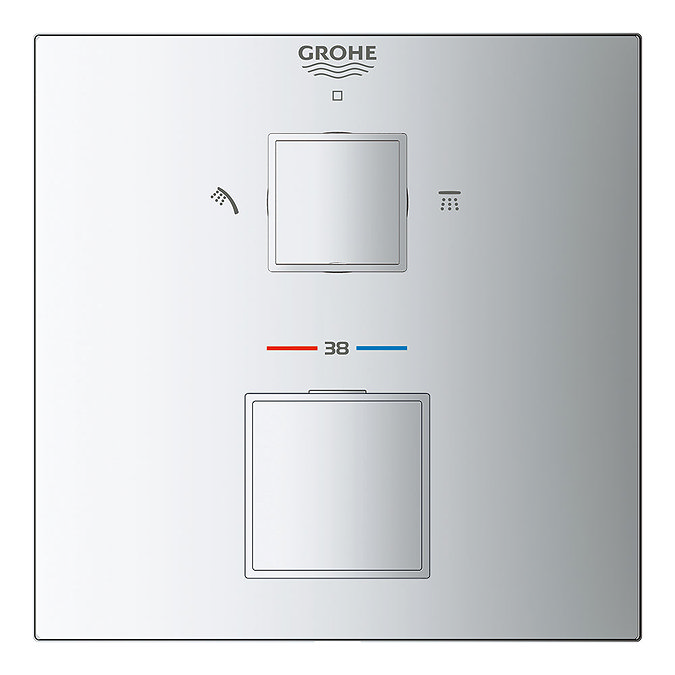 Grohe Grohtherm Cube 2-Outlet Thermostatic Shower Mixer Trim with Diverter Valve - 24154000 Large Im