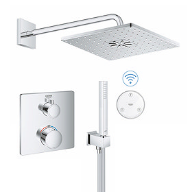 Grohe Grohtherm SmartConnect Square Head & Handset Shower Set Large Image