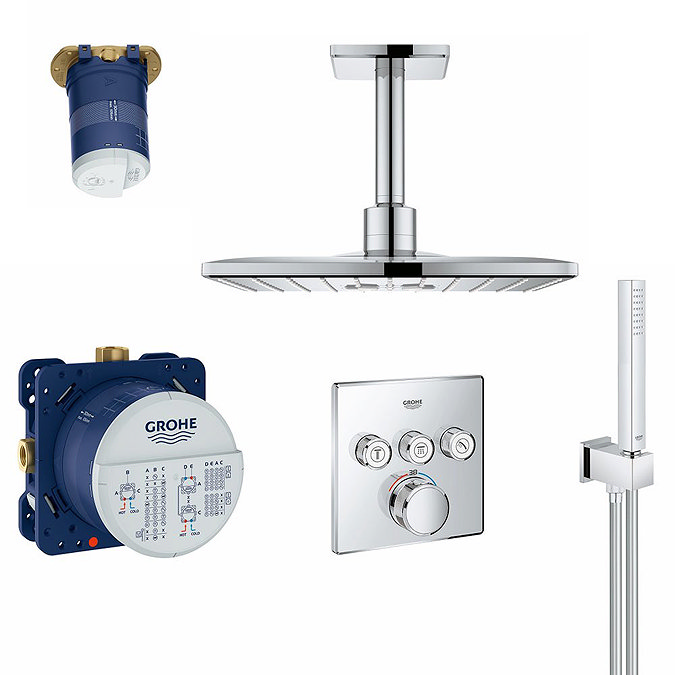 Grohe Grohtherm Smartcontrol Perfect Shower With Ceiling Mounted 310 Cube Shower Head  Profile Large
