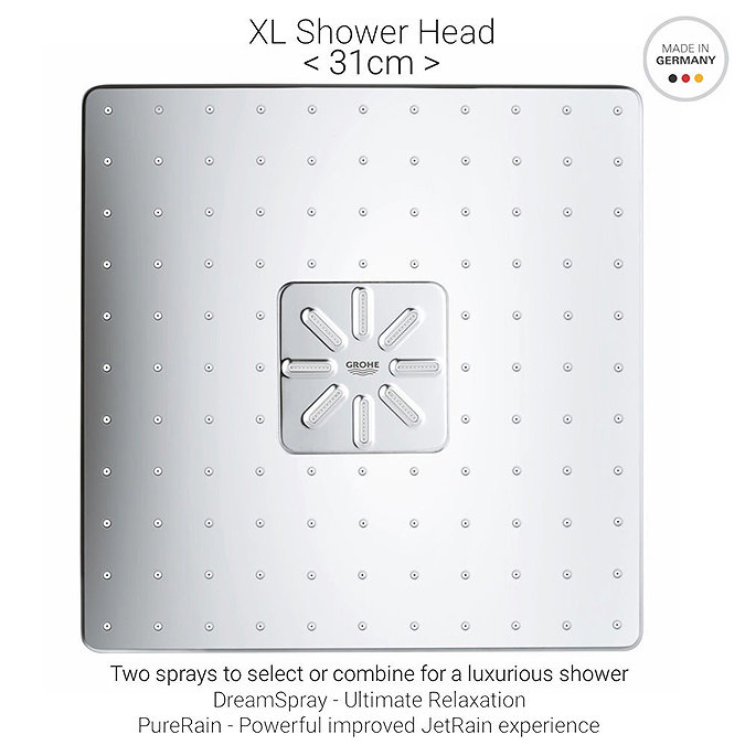 Grohe Grohtherm Smartcontrol Perfect Shower With Ceiling Mounted 310 Cube Shower Head  Feature Large