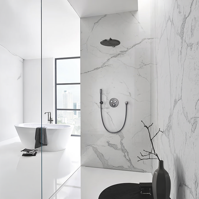 Grohe Grohtherm SmartControl Thermostat Round 2 Outlet Concealed Mixer Trim - Brushed Anthracite