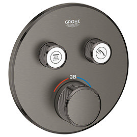 Grohe Grohtherm SmartControl Thermostat Round 2 Outlet Concealed Mixer Trim - Brushed Anthracite