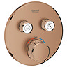 Grohe Grohtherm SmartControl Thermostat Round 2 Outlet Concealed Mixer Trim - Brushed Bronze