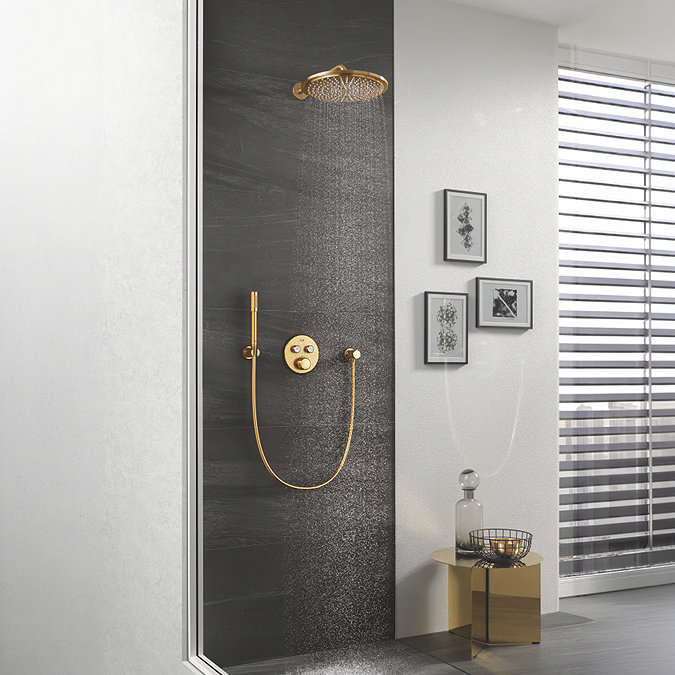 Grohe Grohtherm SmartControl Thermostat Round 2 Outlet Concealed Mixer Trim - Brushed Gold