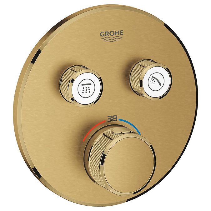 Grohe Grohtherm SmartControl Thermostat Round 2 Outlet Concealed Mixer Trim - Brushed Gold
