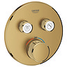 Grohe Grohtherm SmartControl Thermostat Round 2 Outlet Concealed Mixer Trim - Brushed Gold