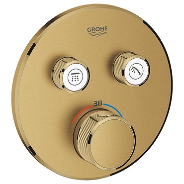 Grohe Grohtherm SmartControl Thermostat Round 2 Outlet Concealed Mixer Trim - Brushed Gold
