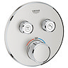 Grohe Grohtherm SmartControl Thermostat Round 2 Outlet Concealed Mixer Trim - Supersteel
