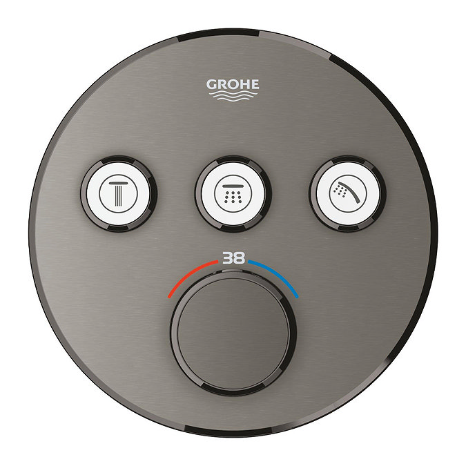 Grohe Grohtherm SmartControl Thermostat Round 3 Outlet Concealed Mixer Trim - Brushed Anthracite