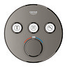 Grohe Grohtherm SmartControl Thermostat Round 3 Outlet Concealed Mixer Trim - Brushed Anthracite