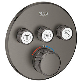 Grohe Grohtherm SmartControl Thermostat Round 3 Outlet Concealed Mixer Trim - Brushed Anthracite