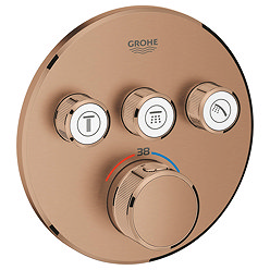 Grohe Grohtherm SmartControl Thermostat Round 3 Outlet Concealed Mixer Trim - Brushed Bronze
