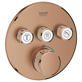 Grohe Grohtherm SmartControl Thermostat Round 3 Outlet Concealed Mixer Trim - Brushed Bronze