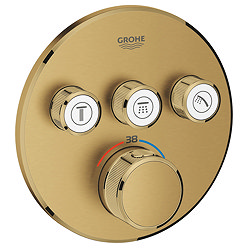 Grohe Grohtherm SmartControl Thermostat Round 3 Outlet Concealed Mixer Trim - Brushed Gold