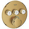 Grohe Grohtherm SmartControl Thermostat Round 3 Outlet Concealed Mixer Trim - Brushed Gold