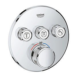Grohe Grohtherm SmartControl Thermostat Round 3 Outlet Concealed Mixer Trim - Chrome - 29121000 Medi
