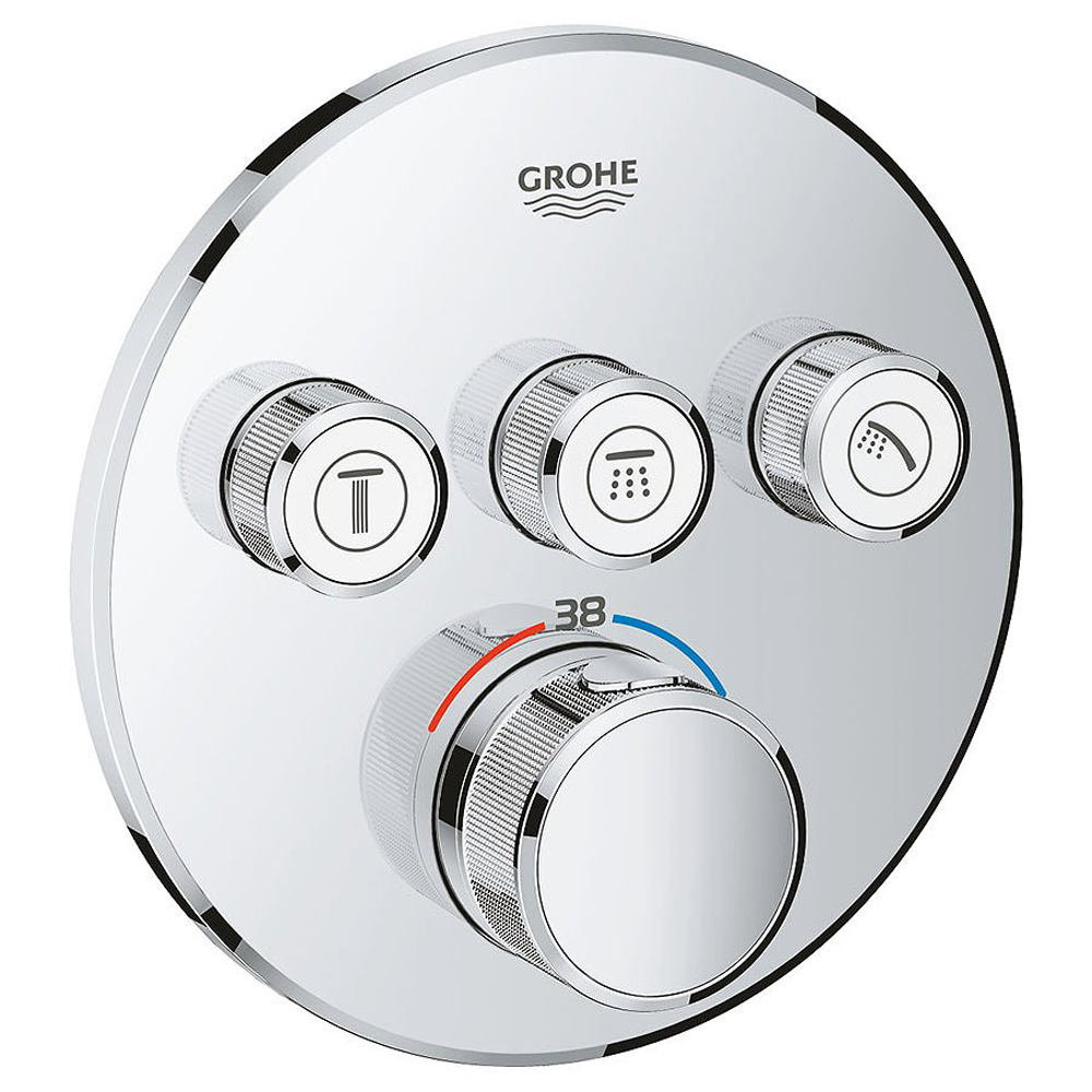 Grohe Grohtherm SmartControl Thermostat Round 3 Outlet Concealed Mixer ...