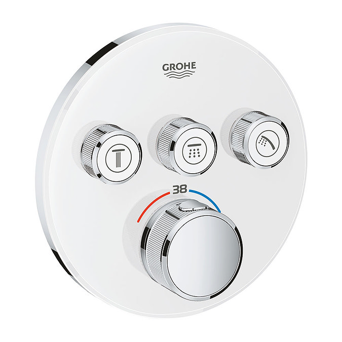 Grohe Grohtherm SmartControl Thermostat Round 3 Outlet Concealed Mixer Trim - Moon White - 29904LS0 