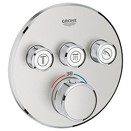 Grohe Grohtherm SmartControl Thermostat Round 3 Outlet Concealed Mixer Trim - Supersteel