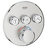 Grohe Grohtherm SmartControl Thermostat Round 3 Outlet Concealed Mixer Trim - Supersteel