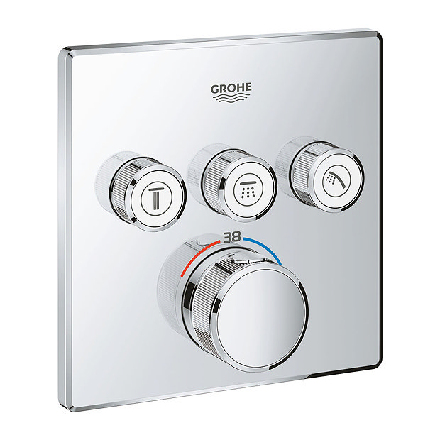 Grohe Grohtherm SmartControl Thermostat Square 3 Outlet Concealed Mixer Trim - 29126000 Large Image