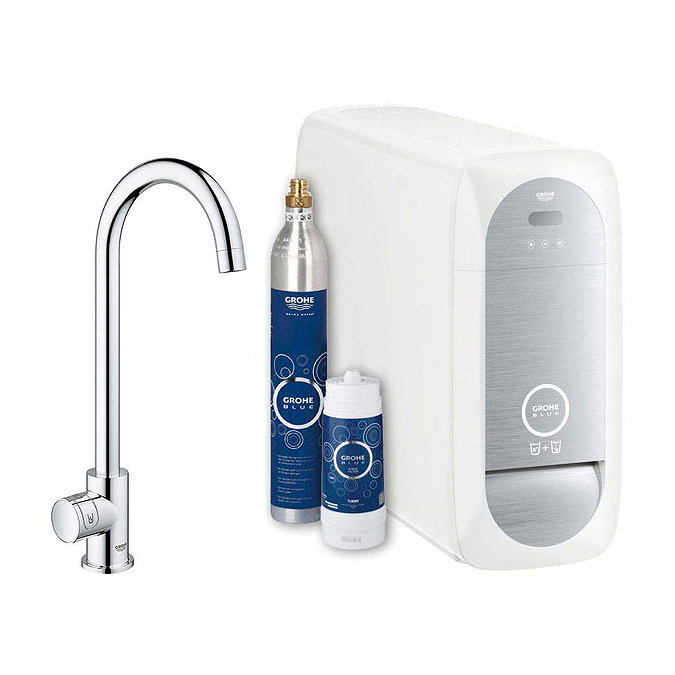 Grohe High C-Spout Blue Home Duo Starter Kit - Chrome - 31498000 Large Image