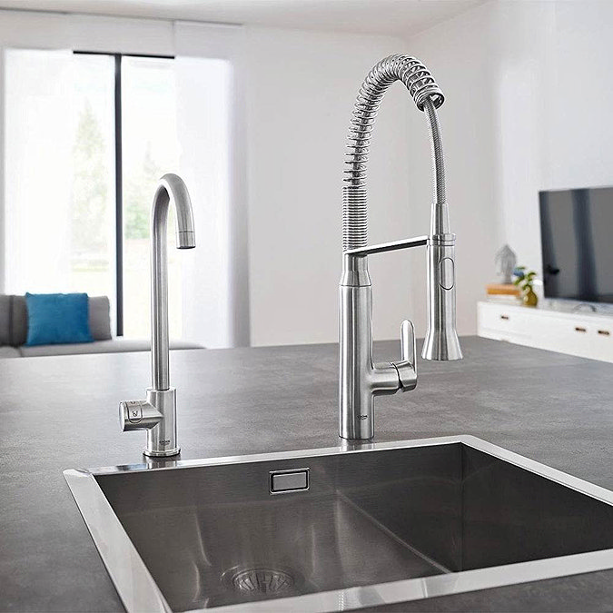 Grohe High C-Spout Mono Blue Home Duo Starter Kit - Stainless Steel - 31498DC0 Standard Large Image