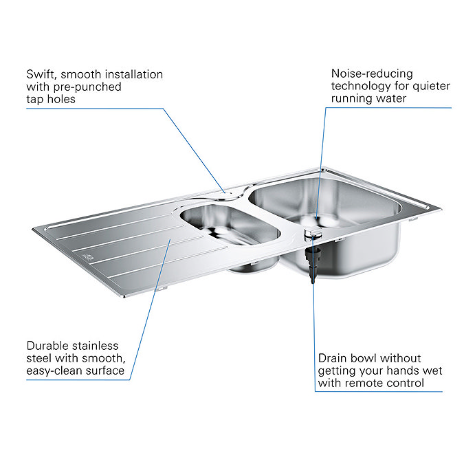 Grohe K200 1.5 Bowl Stainless Steel Kitchen Sink - 31564SD1  Profile Large Image