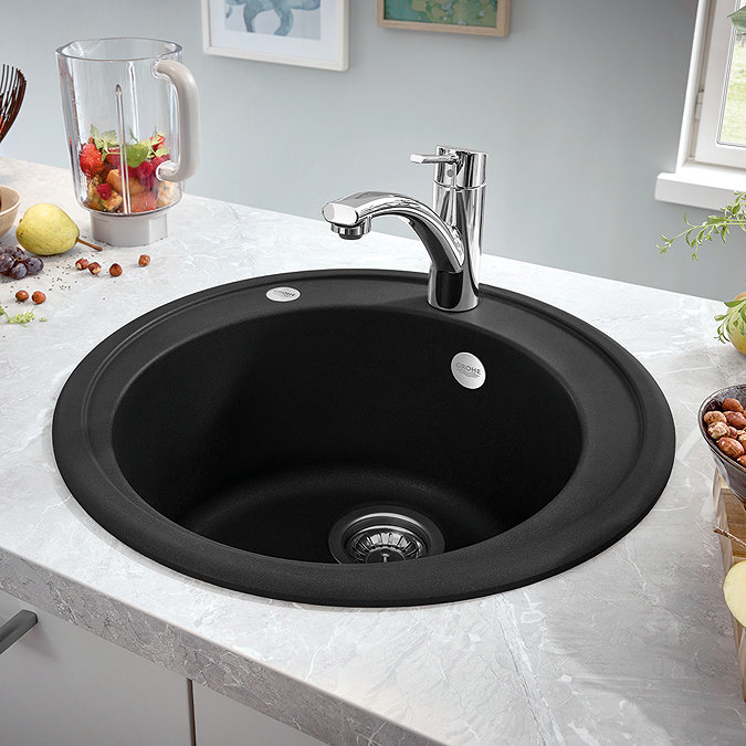 Grohe K200 Round Composite Kitchen Sink - Granite Black - 31656AP0 Large Image