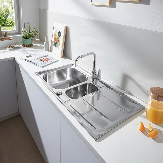Grohe K400 1.5 Bowl Stainless Steel Kitchen Sink - 31567SD0  Feature Large Image