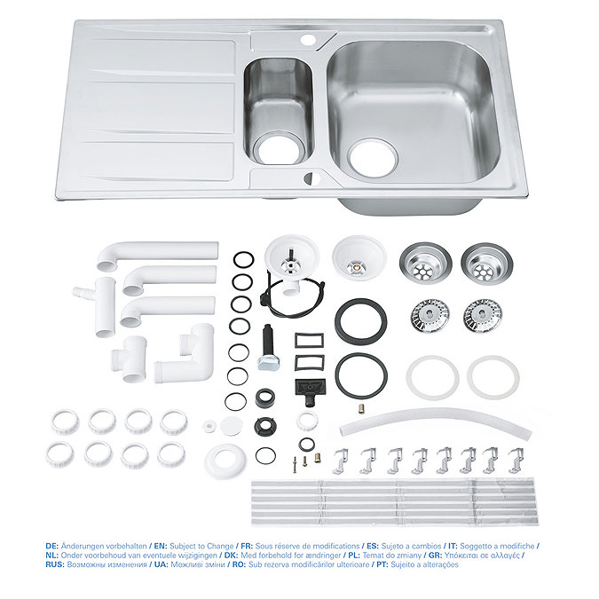 Grohe K400 1.5 Bowl Stainless Steel Kitchen Sink - 31567SD0 Standard Large Image